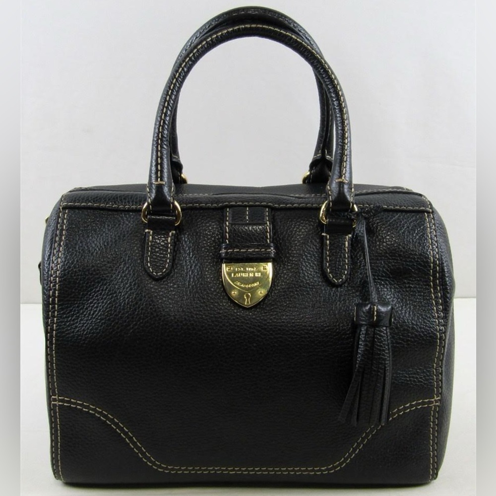 RALPH LAUREN Leather Top-Handle Purse, (11"L x 8"H x 7"W)